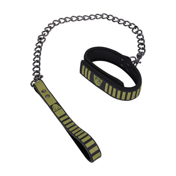 Tactische Halsband en Leash - Zwart/Groen