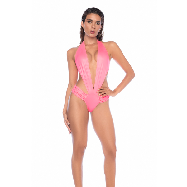 Bodysuit - L/XL - Wet Look Roze