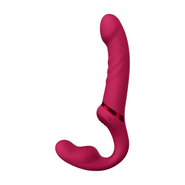 Lapis - App-gestuurde Dubbel Eind Vibrerende Strapless Strap-on - Rood