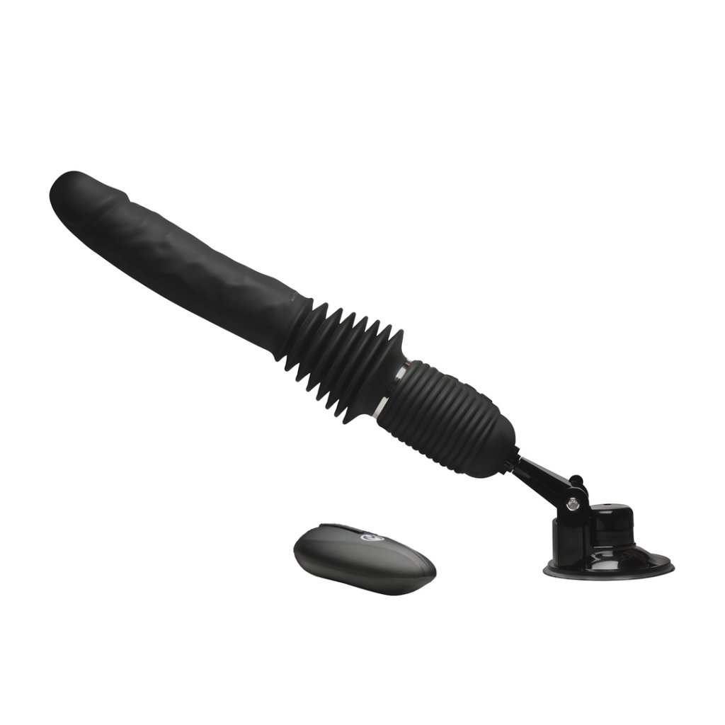 Ultimate Power Pounder - Vibrerende en Duwende Siliconen Dildo met Afstandsbediening - Zwart