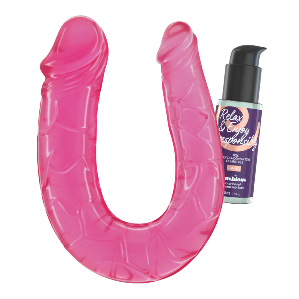 Deep Diver - Dubbele Dildo met Anale Glijmiddel - 1,7 fl oz / 50 ml - Roze
