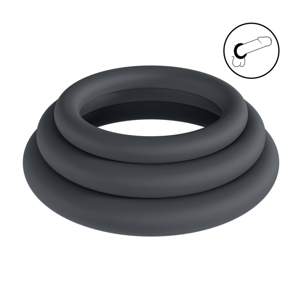 Classic Silicone Cockring Set van 3 - XS/S/M - Zwart