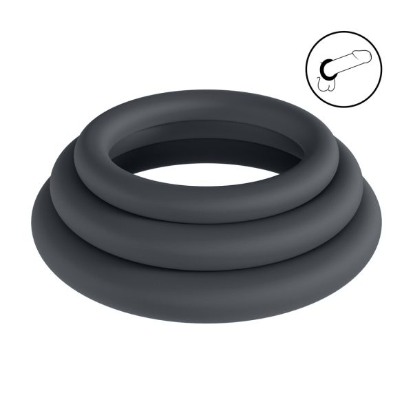 Classic Silicone Cockring Set van 3 - XS/S/M - Zwart