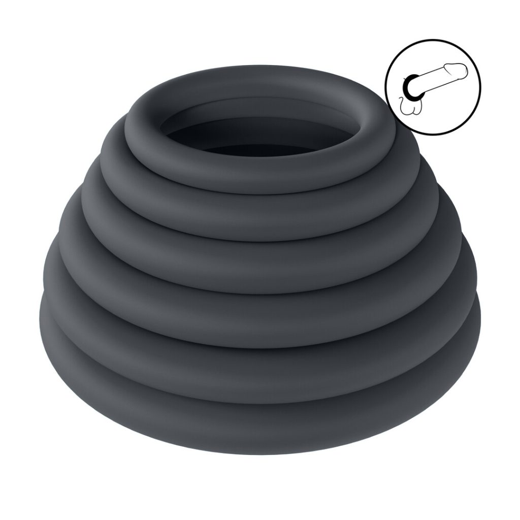 Classic Silicone Cockring Set van 6 - Zwart