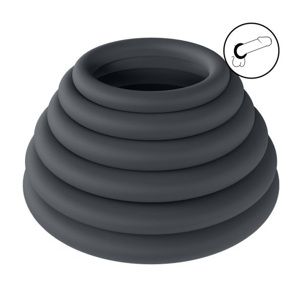 Classic Silicone Cockring Set van 6 - Zwart