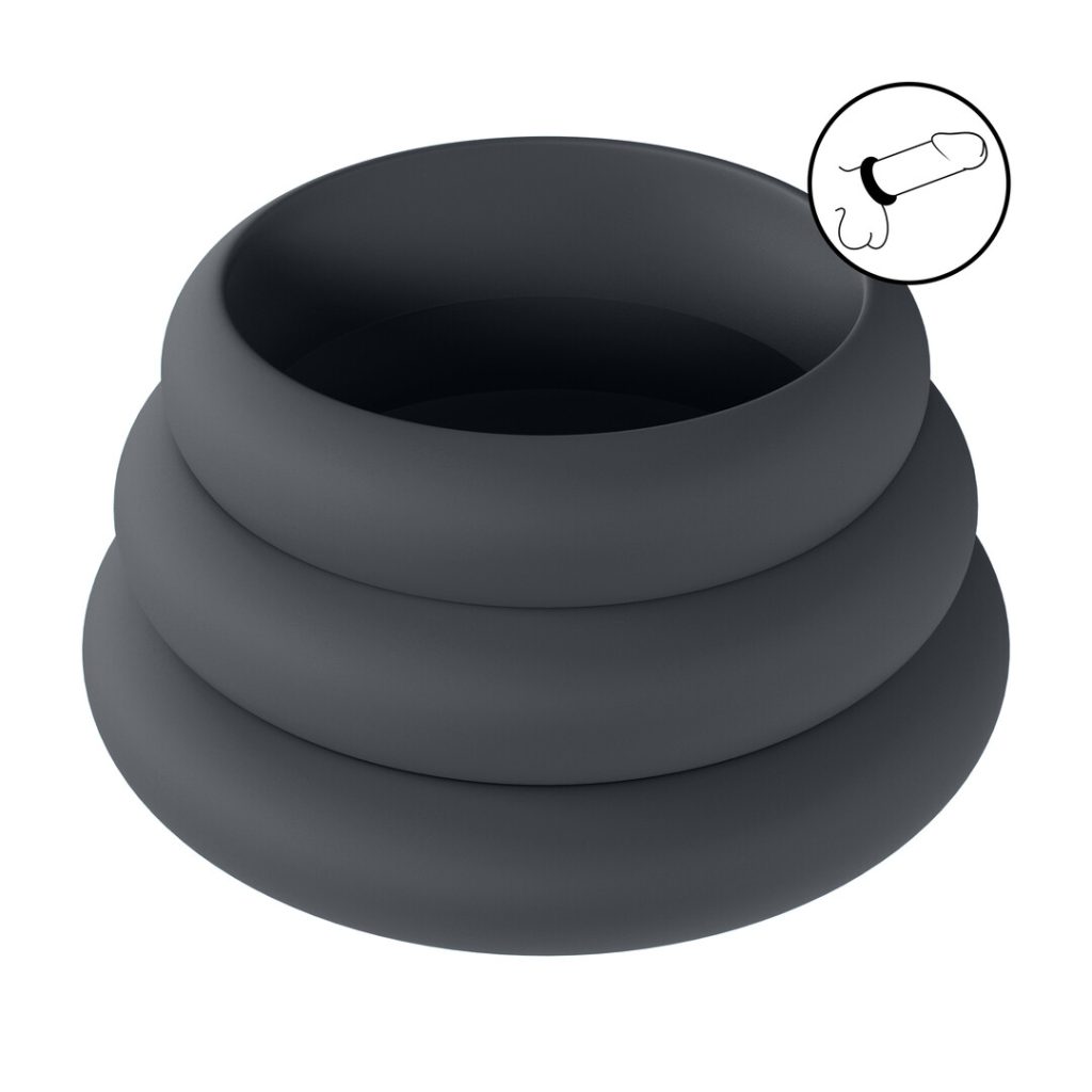 Wide O Siliconen Cockring Set van 3 - S/M/L - Zwart