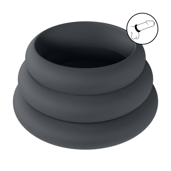 Wide O Siliconen Cockring Set van 3 - S/M/L - Zwart