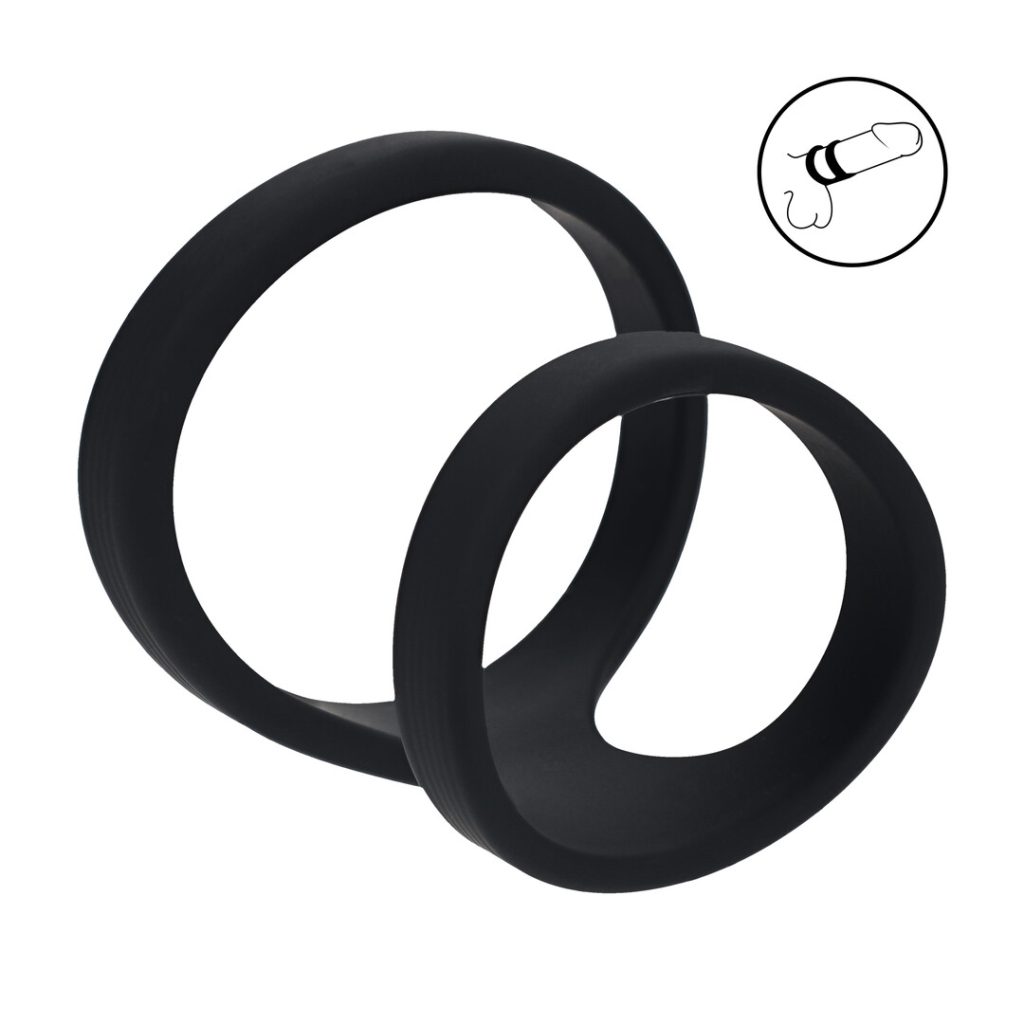 2 Loop Siliconen Cockring - Zwart