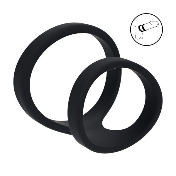 2 Loop Siliconen Cockring - Zwart
