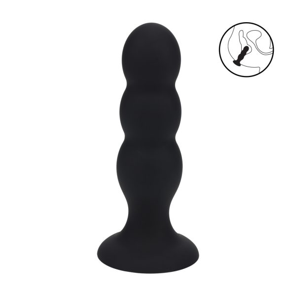 Tri Rattle Liquid Silicone Anale Plug - L - Zwart