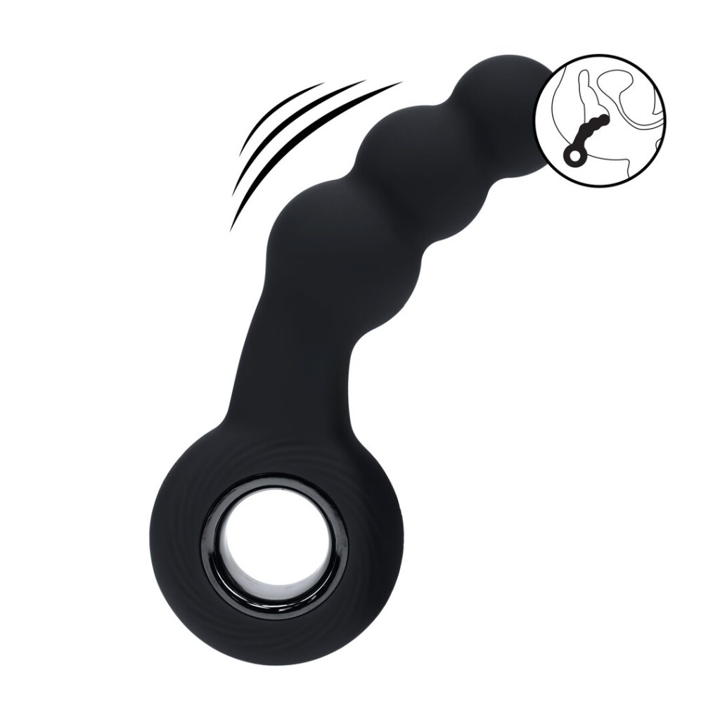 Vibrerende Parelsilicone Prostaatmassager met Lussysteem - Zwart