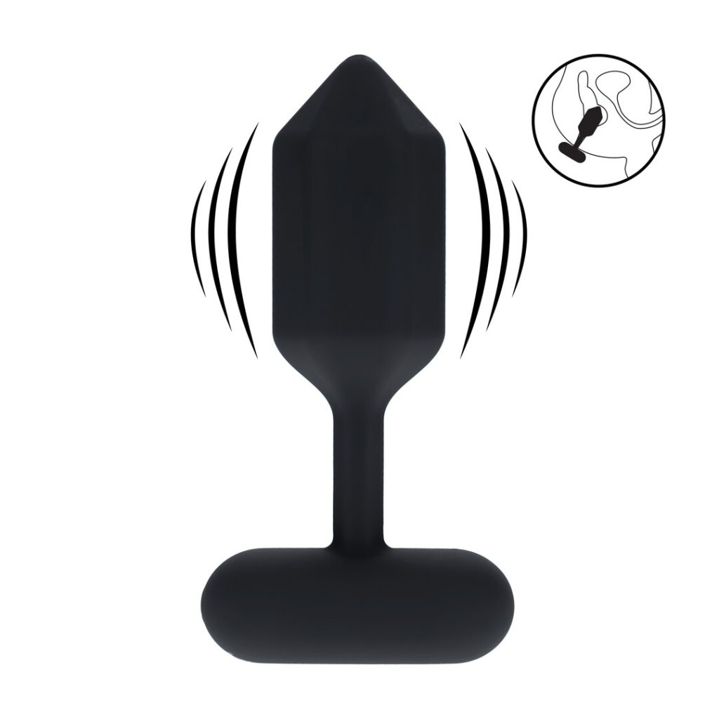 Hexagonale Vibrerende Siliconen Anale Plug - M - Zwart