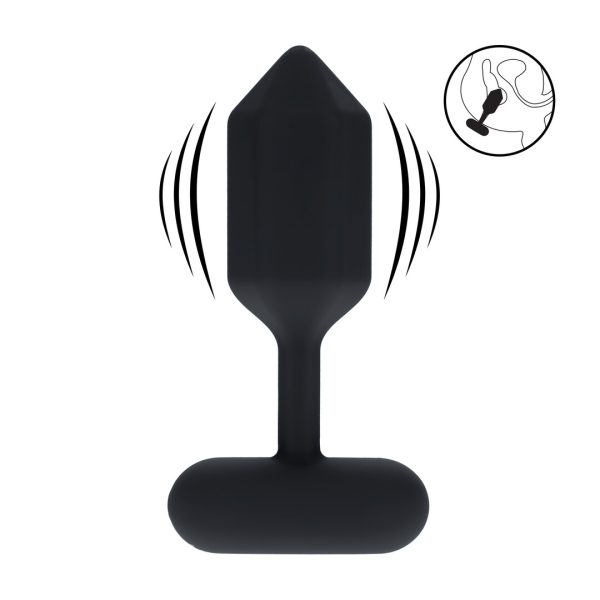 Hexagonale Vibrerende Siliconen Anale Plug - M - Zwart