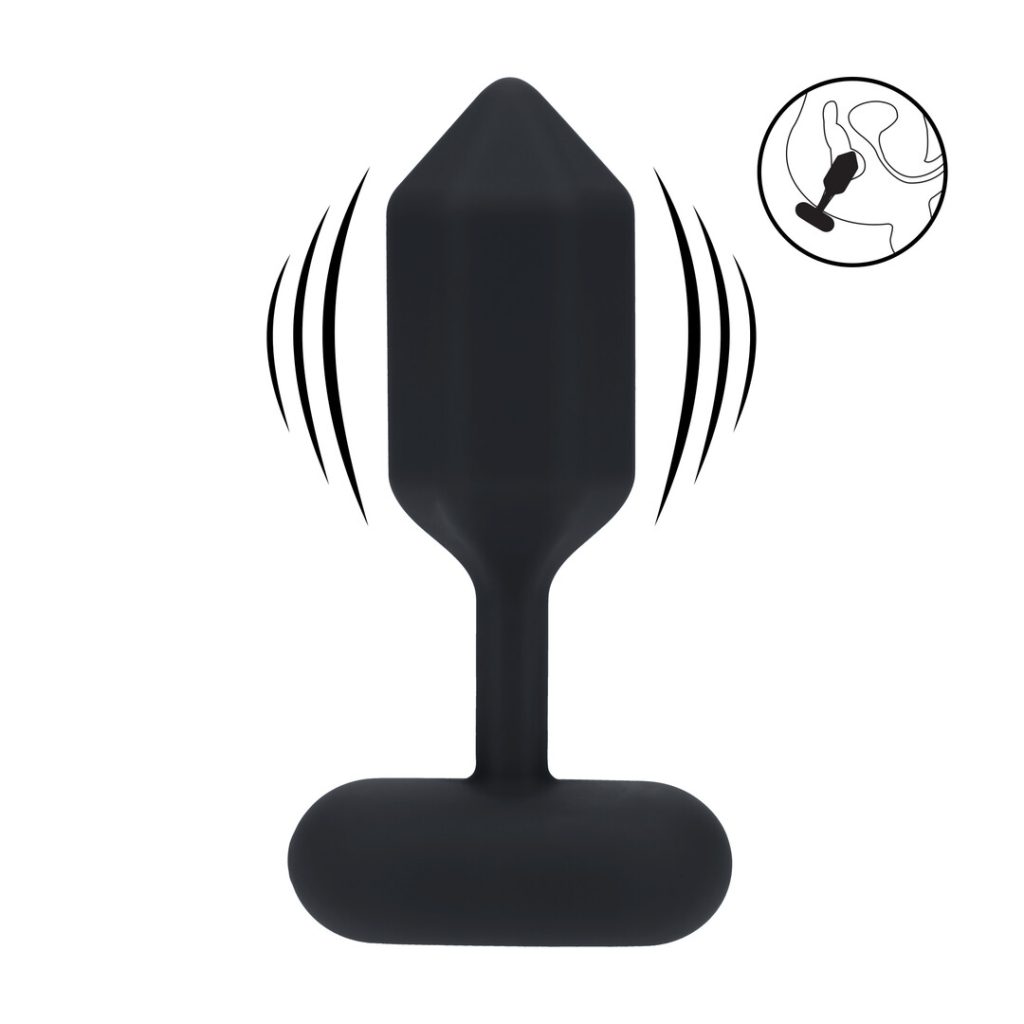 Hexagonale Vibrerende Siliconen Anale Plug - L - Zwart