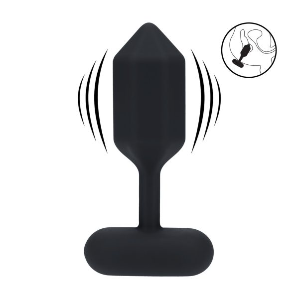 Hexagonale Vibrerende Siliconen Anale Plug - L - Zwart