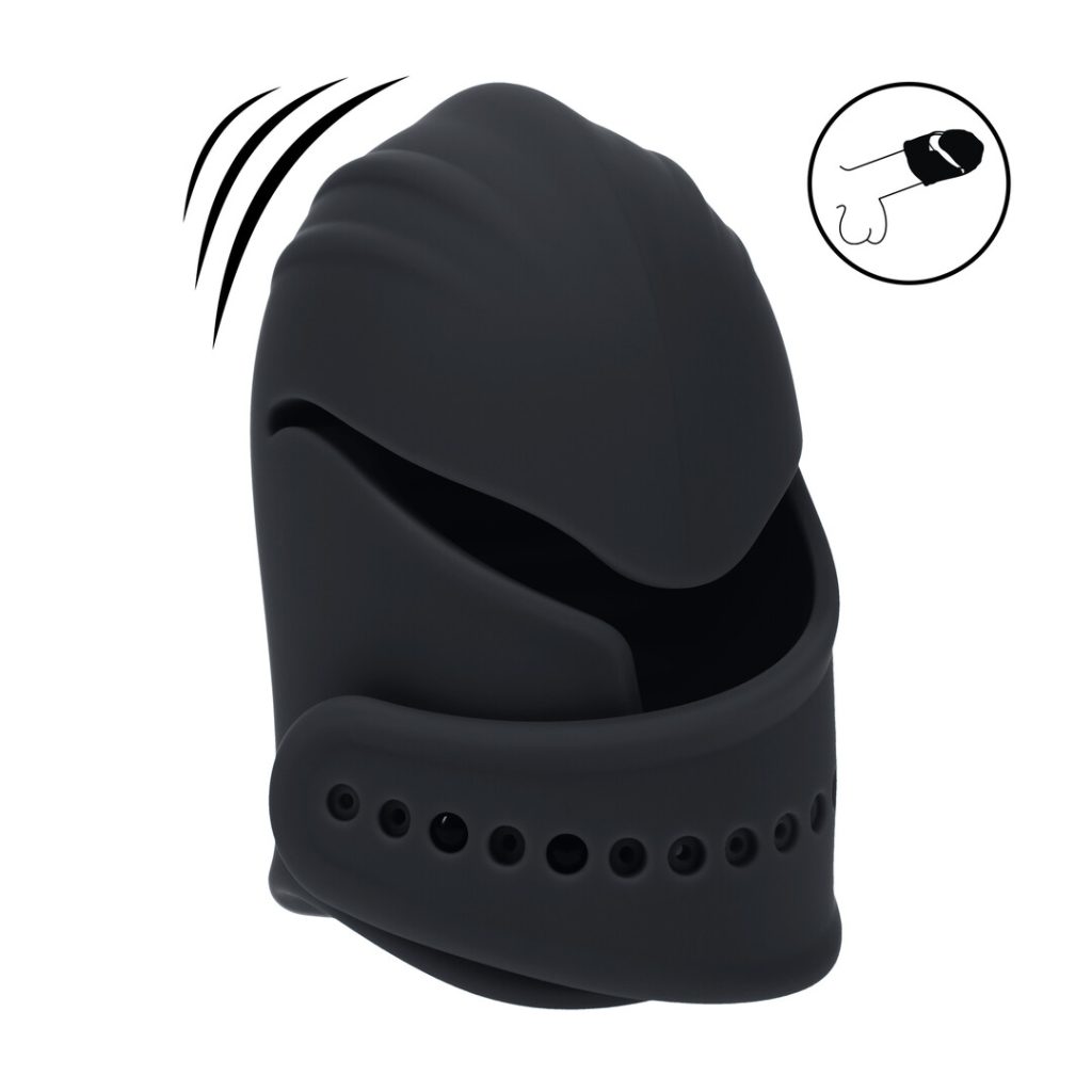 Verstelbare Vibrerende Siliconen Penis Hoofd Stimulator - Zwart