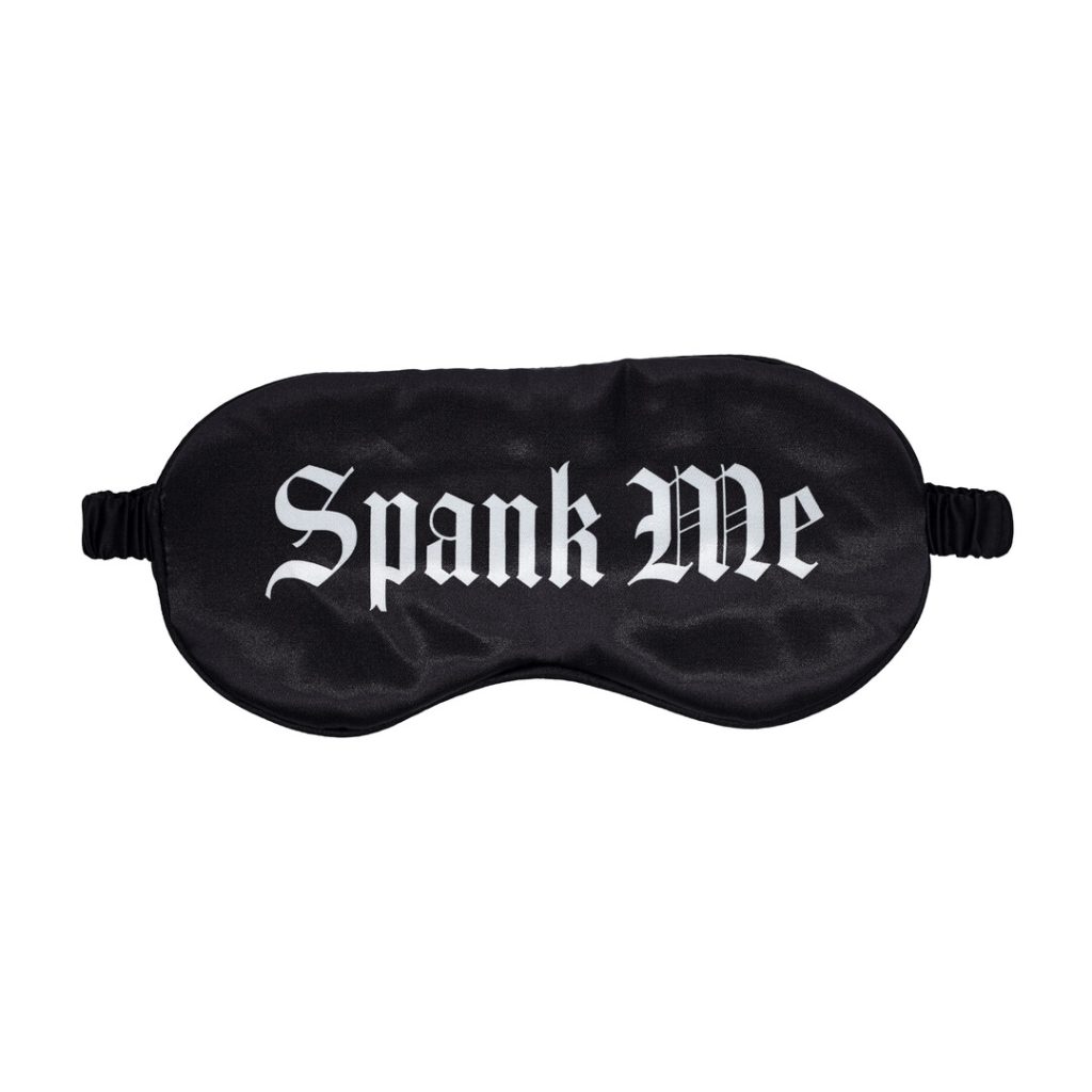 Spank Me - Gedrukte Satijnen Masker - Zwart