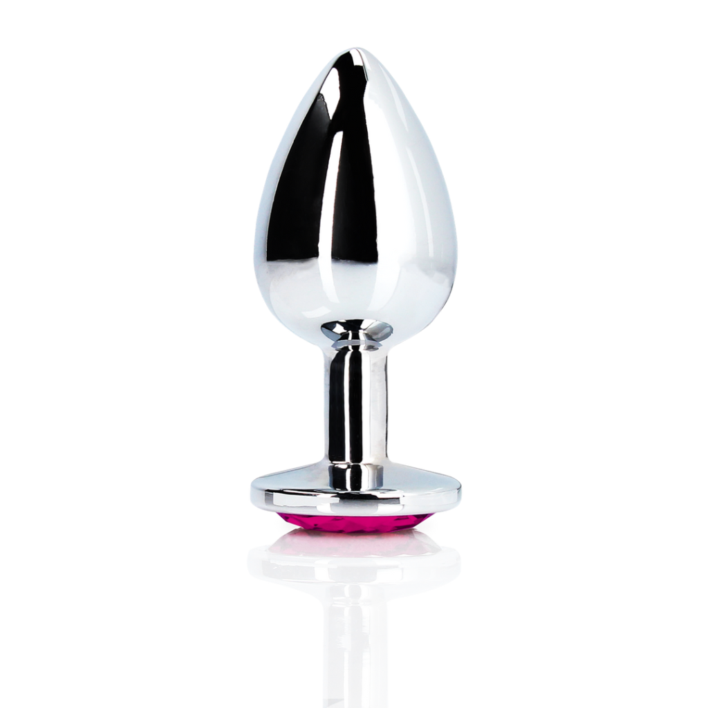 Hartje Gem Buttplug - Klein - Zilver/Rubelliet Roze