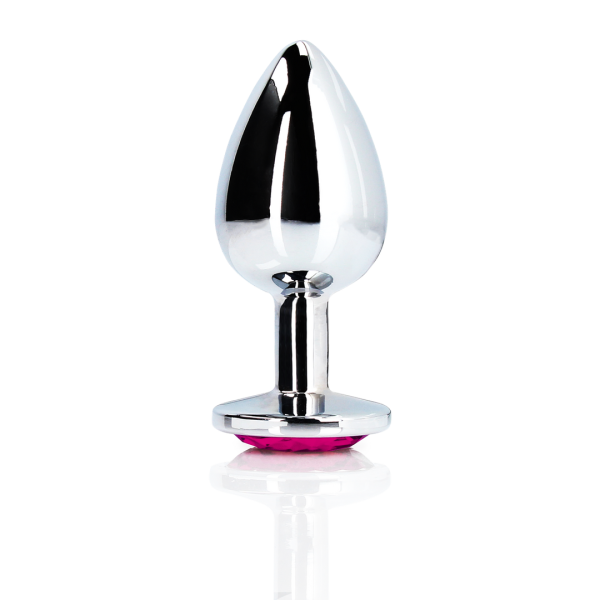 Hartje Gem Buttplug - Klein - Zilver/Rubelliet Roze