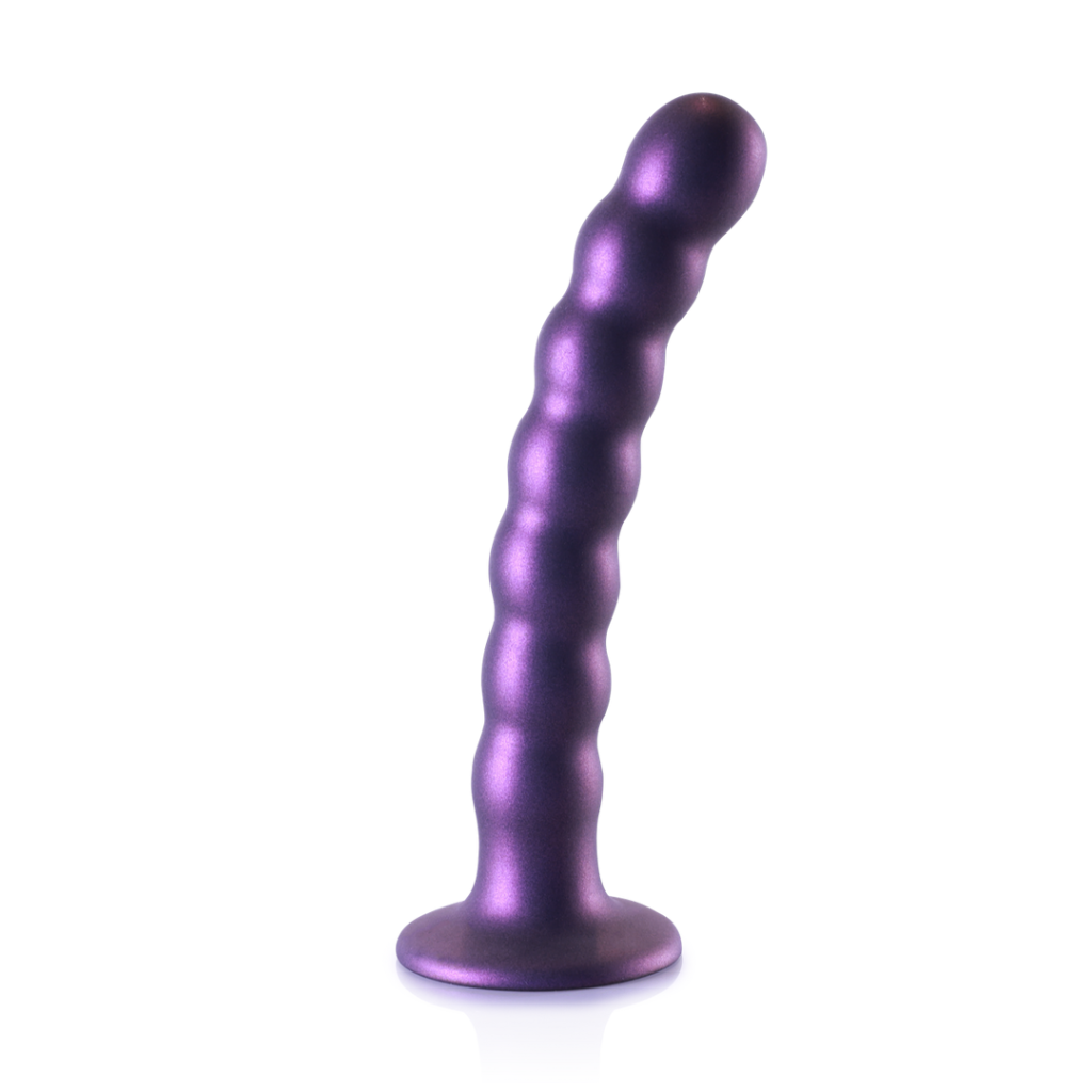 Beaded Silicone G-Spot Dildo - 6,5'' / 16,5 cm - Metallic Paars