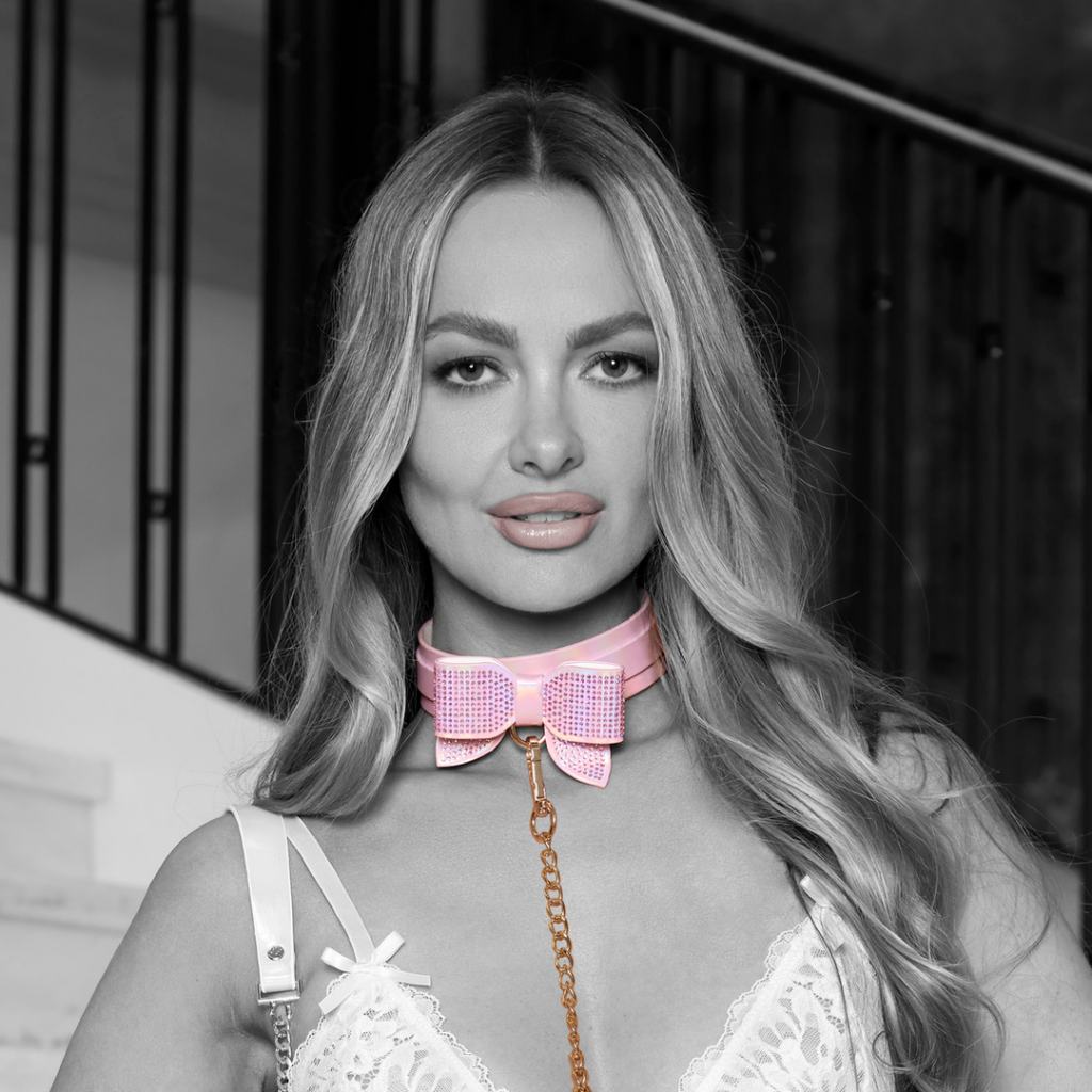 Paris Collectie - Halsband met Leash - Roze