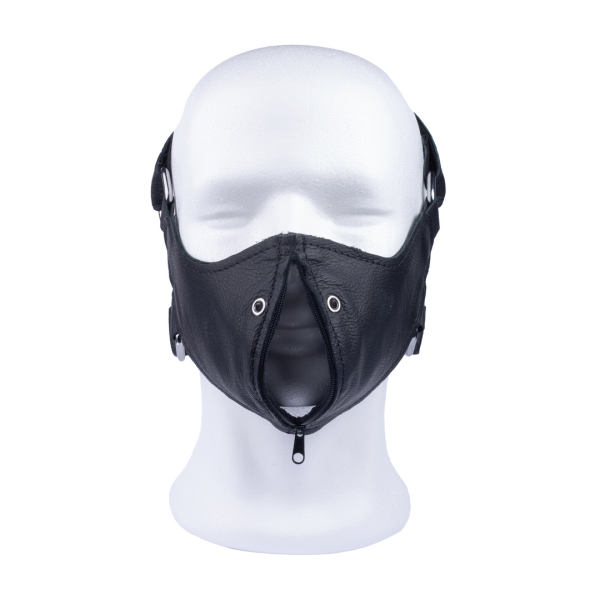 Leren Masker met Rits - Zwart