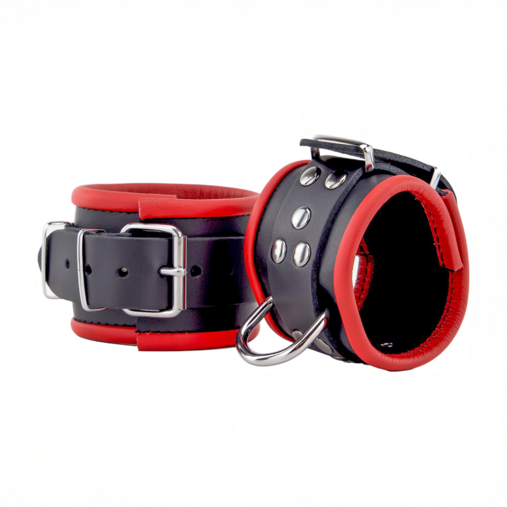 Leren Handboeien - Rood/Zwart
