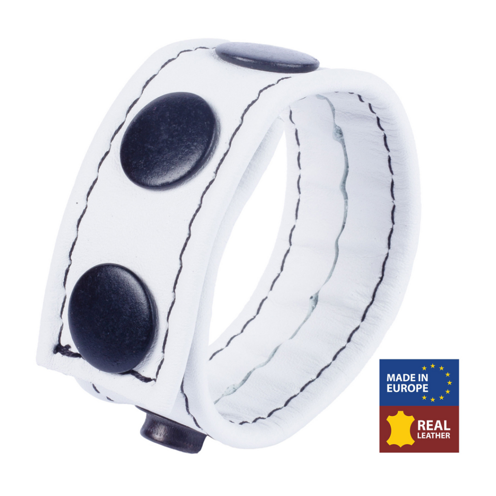 Cocky - Verstelbare Leren Cockring - Wit