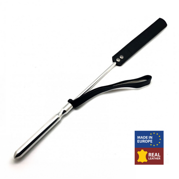 Zweep - Metaal en Leer - 52 cm - Zwart/Zilver