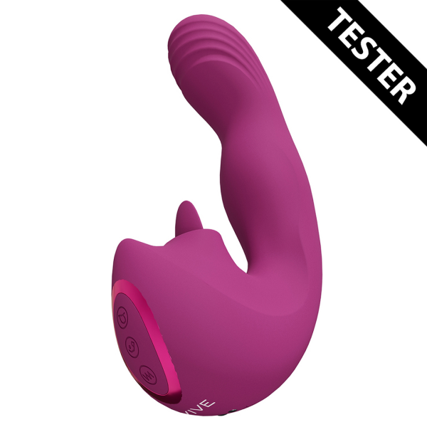 Yumi - Triple Motor G-Spot Vingerbeweging Vibrator en Flikkerende Tong Stimulator - Roze - Tester