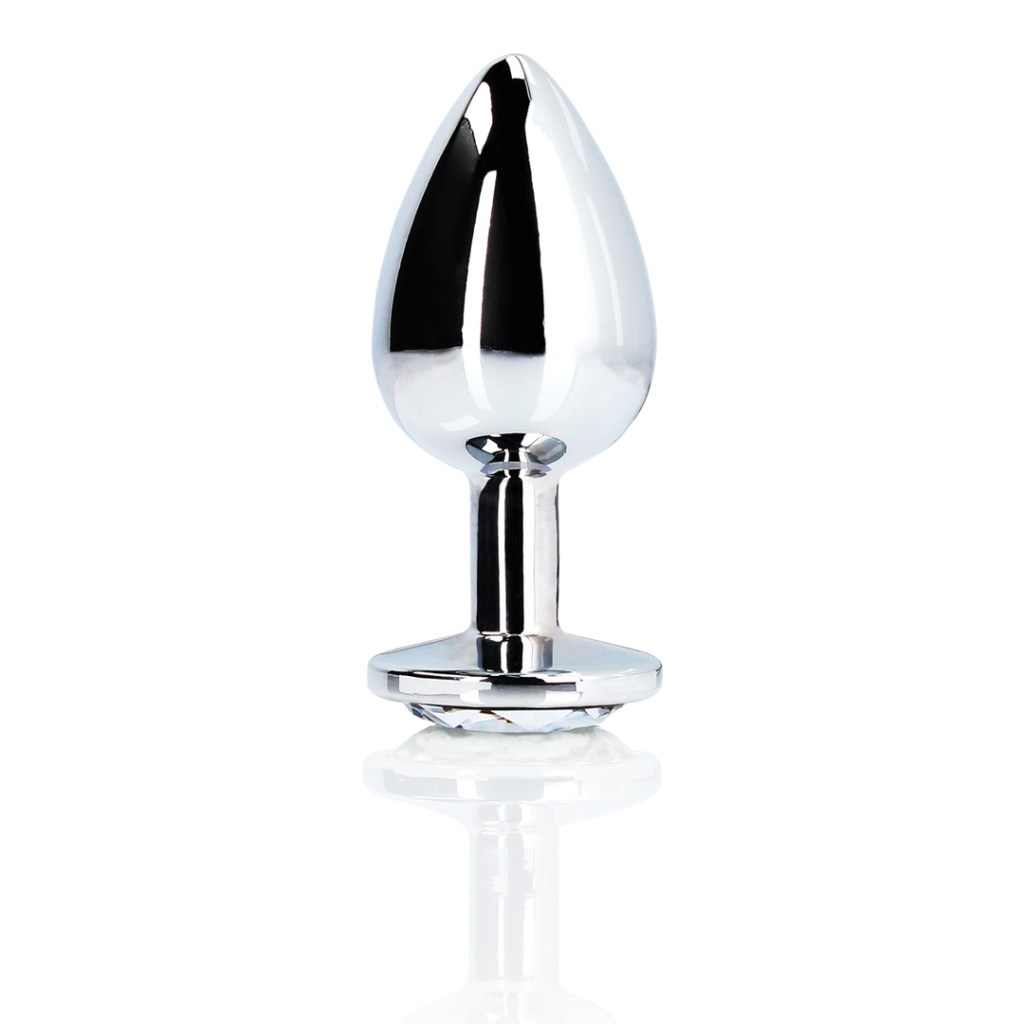 Ronde Edelsteen Anale Plug - Klein - Zilver/Diamant