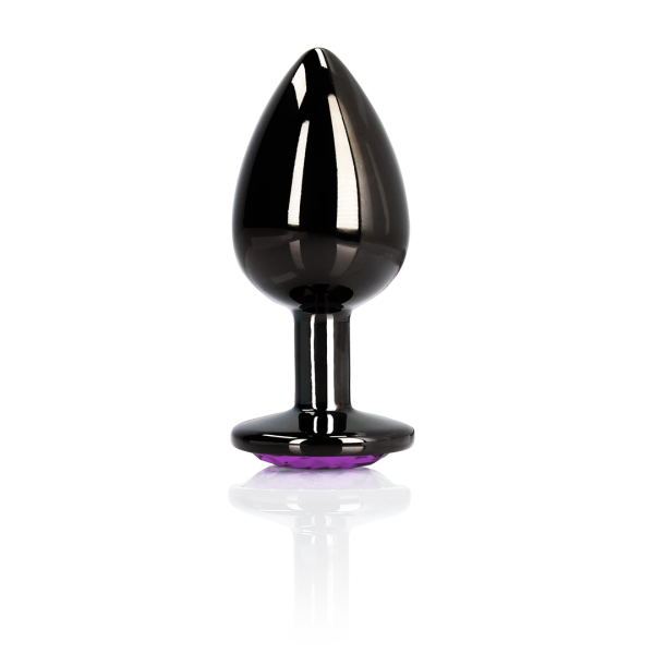 Heart Gem Butt Plug - Medium - Gunmetal/Amethist Paars