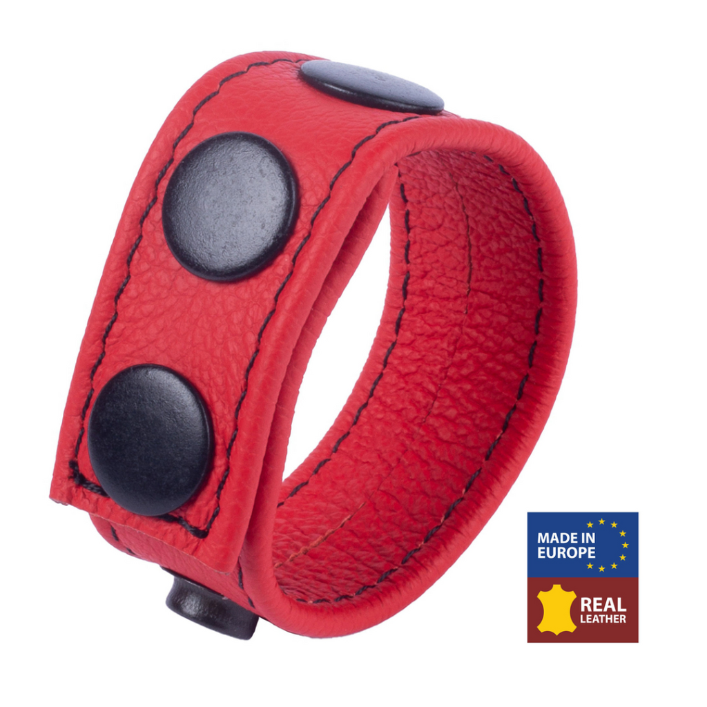 Cocky - Verstelbare Leren Cockring - Rood