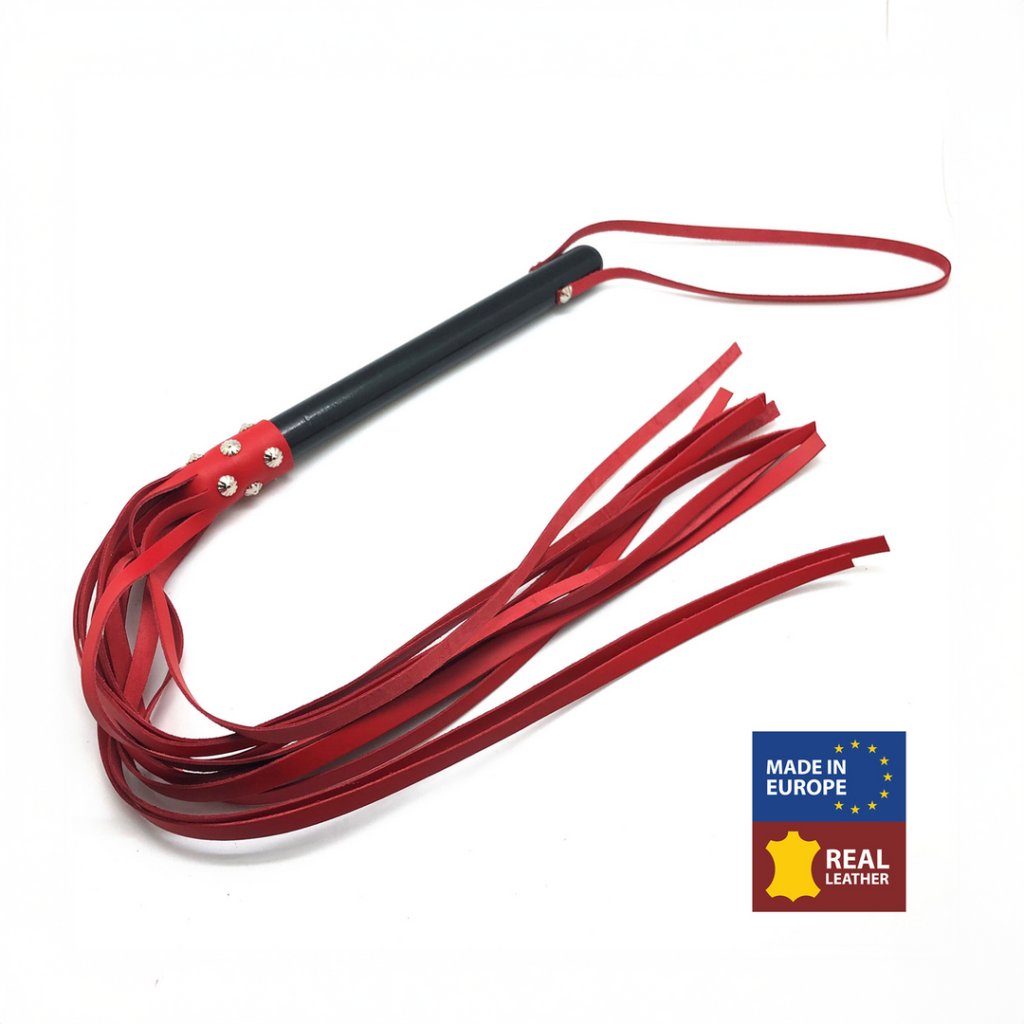 Houten Martinet met Leren Touwen - 78 cm - Rood