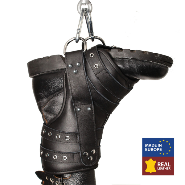 Deluxe Set van 2 Leren Beenhangers - Zwart