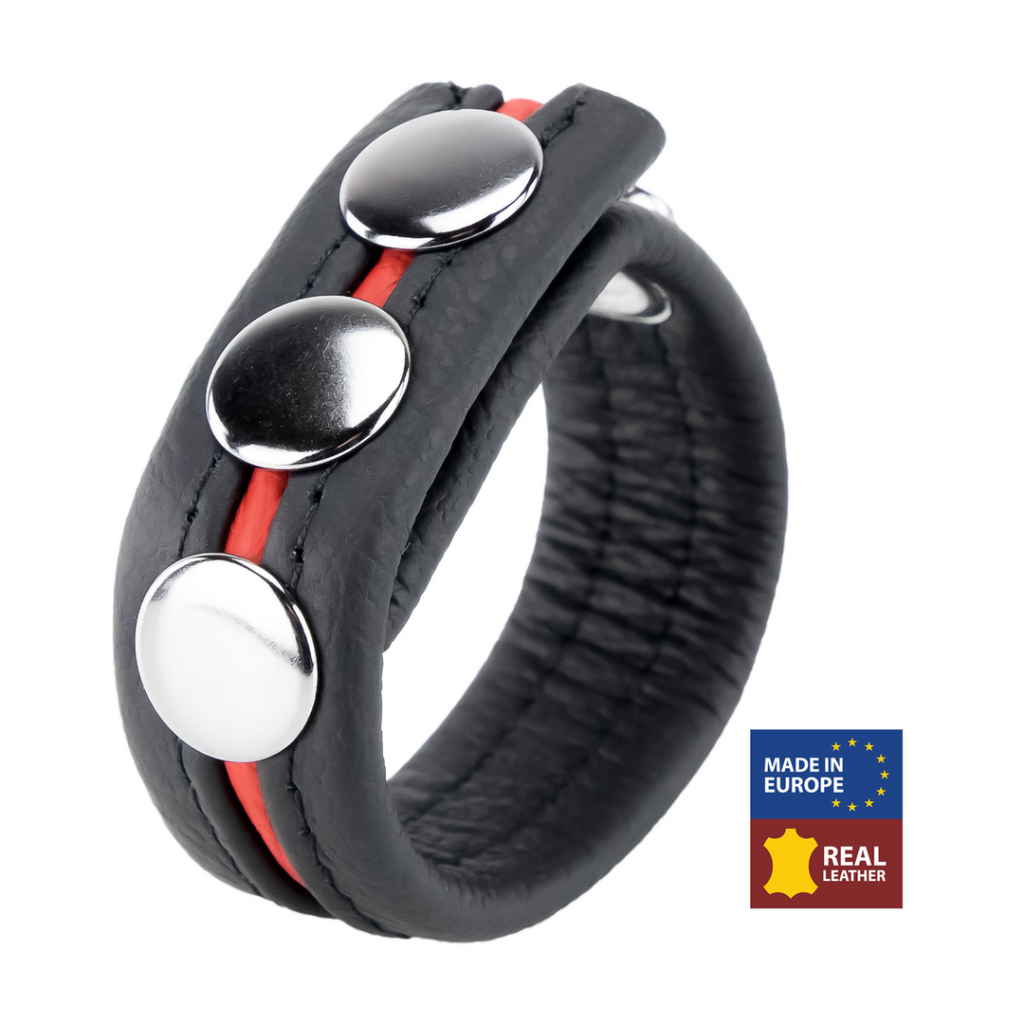 Verstelbare Leren Cockring - Rood