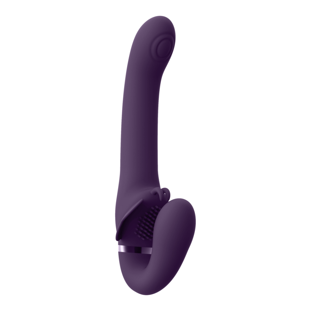 Satu - Pulse-Wave en Vibrerende Strapless Strapon - Paars