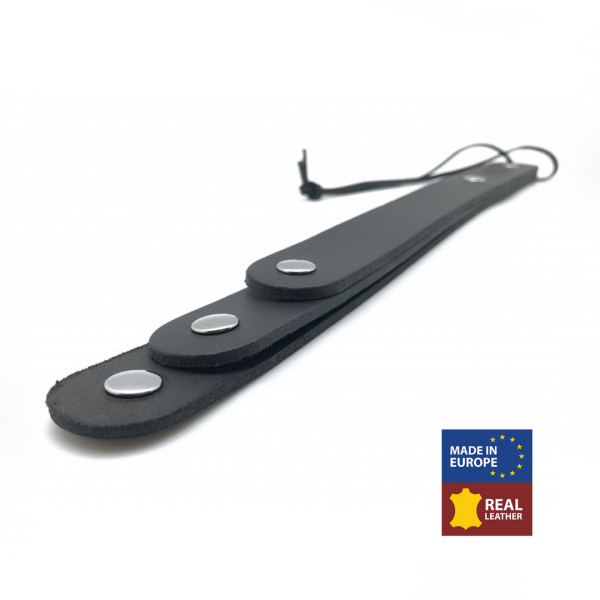 Leren Peddel met 3 Lussen - 39,5 cm - Zwart