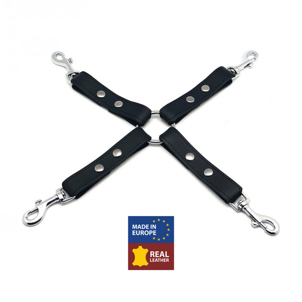 Leren BDSM Knoop met Haken - Zwart
