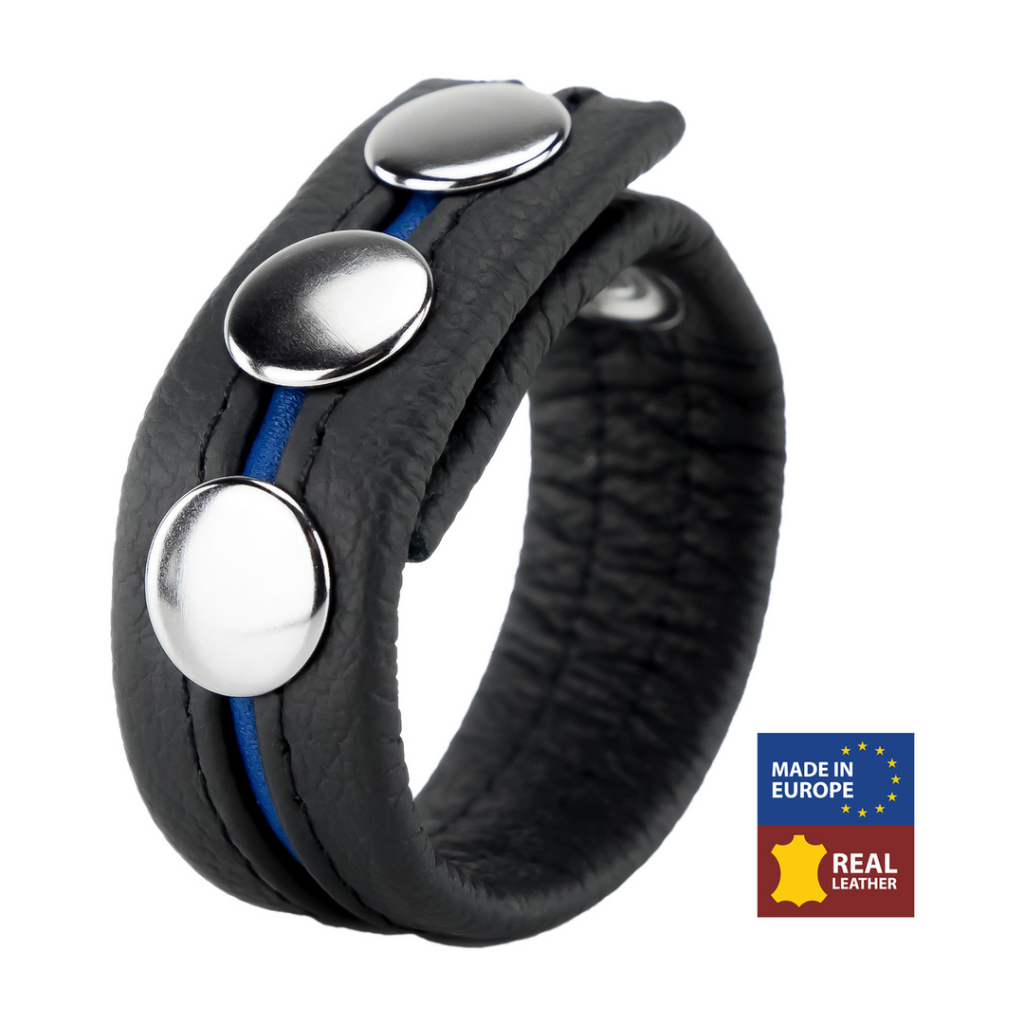 Verstelbare Leren Cockring - Blauw