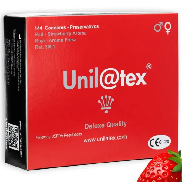 UNILATEX - ROOD/AARDBEIEN CONDOOMS 144 STUKS
