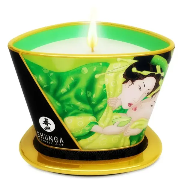 SHUNGA - MINI CARESS BY CANDELIGHT GROENE THEE MASSAGEKAARS 170 ML