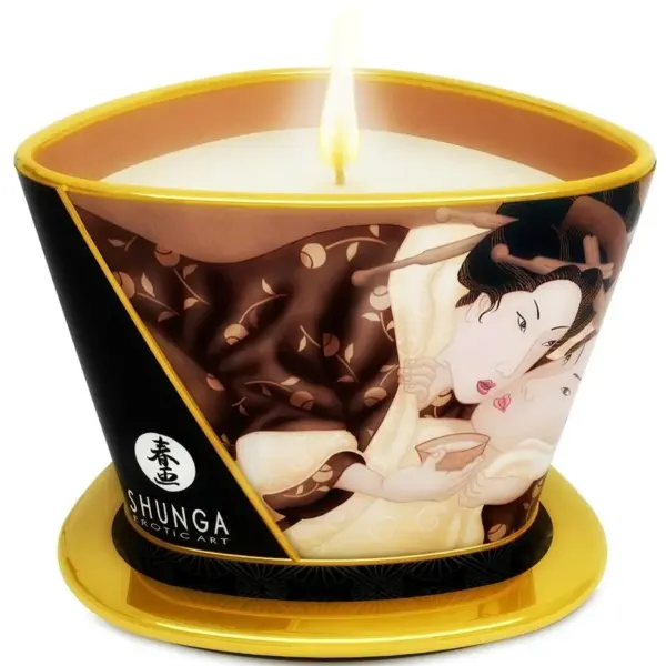 SHUNGA - MINI CARESS BY CANDELIGHT CHOCOLADE MASSAGEKAARS 170 ML