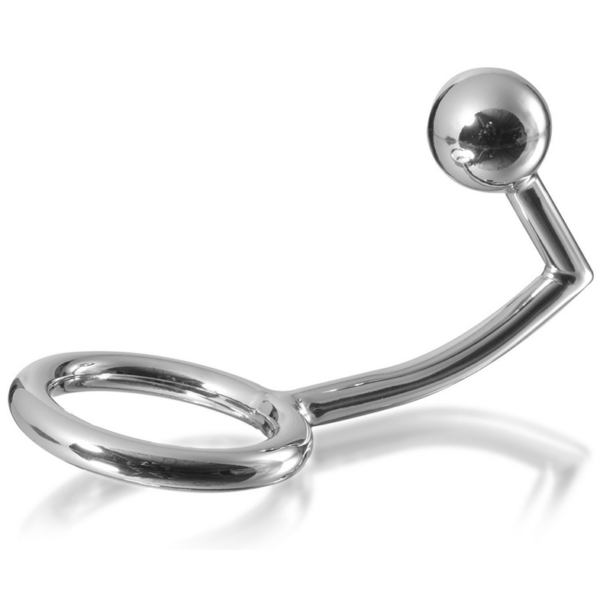 METAL HARD - COCK RING RING MET ANALE INTRUDER HAAK 40MM