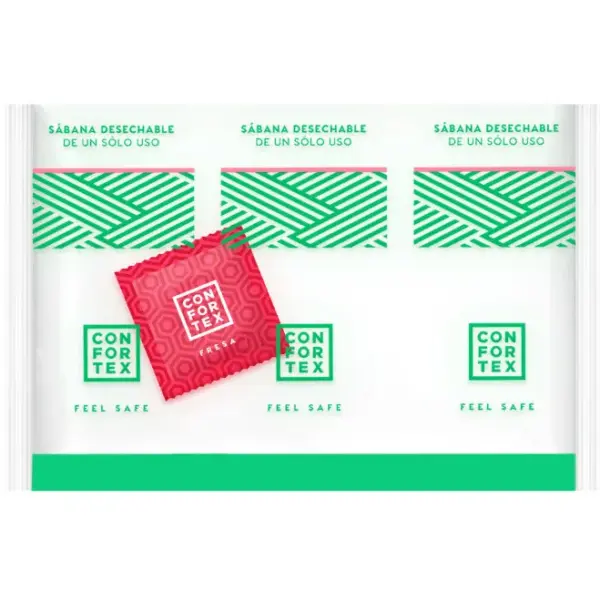 CONFORTEX - WEGWERP HYGIËNISCHE LAKENS INDIVIDUEEL + AARDBEIENCONDOOM