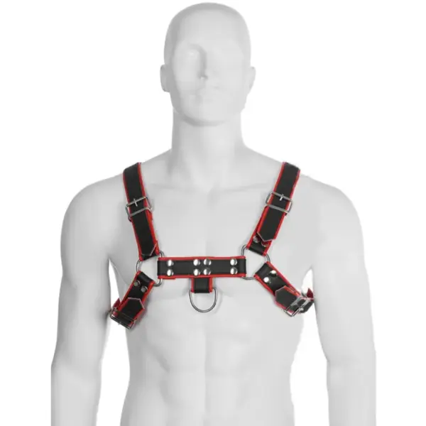 LEATHER BODY - KETTINGHARNAS III ZWART / ROOD