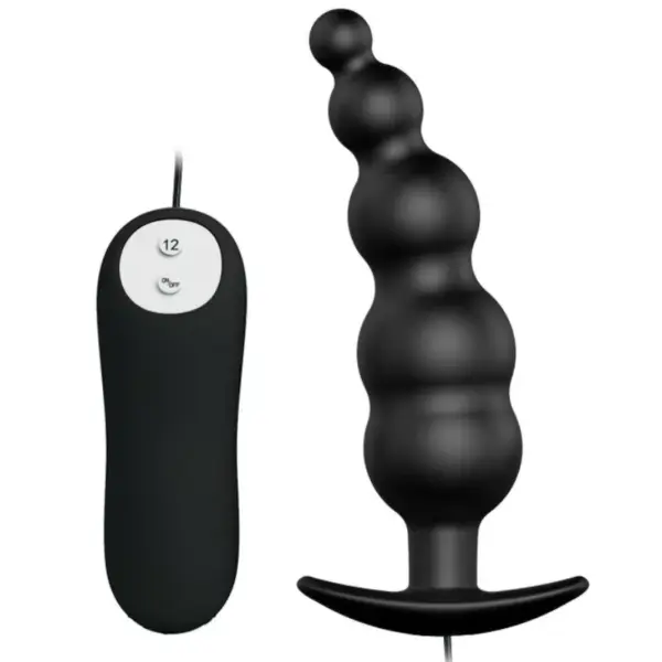 PRETTY LOVE - SILICONEN ANAAL PLUG EXTRA STIMULATIE EN 12 VIBRATIESTANDEN ZWART