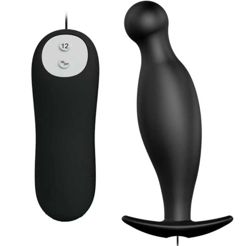 PRETTY LOVE - SILICONEN ANAAL PLUG 12 VIBRATIESTANDEN ZWART