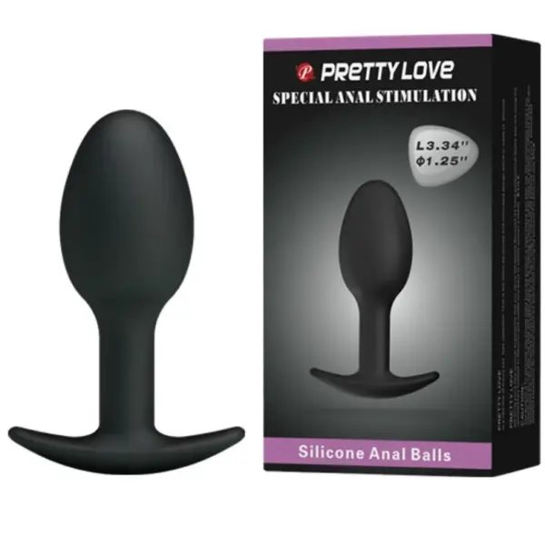 PRETTY LOVE - SILICONEN ANAAL PLUG 6,5 CM ZWART
