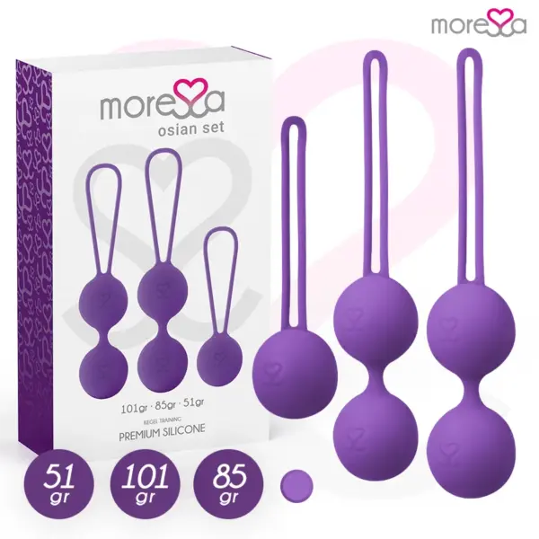MORESSA - OSIAN SET Osian Eén; 51 Gr / Osian Twee; 101 Gr / Osian Drie 85 gr PREMIUM SILICONEN LILA